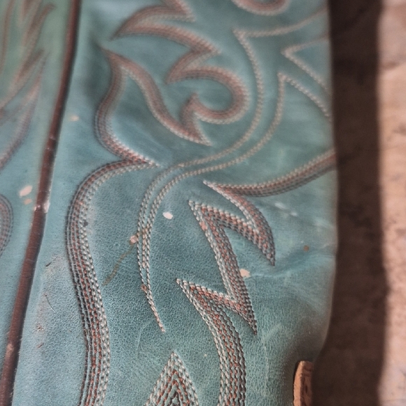 Ariat 14” Heritage Buckaroo Tall Western Boots 14101 Brown Teal Leather 8.5B - Picture 16 of 16